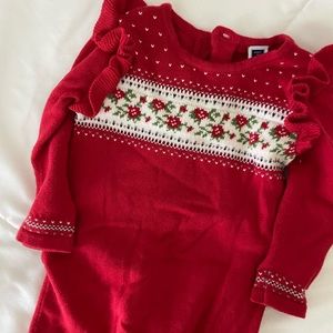 Janie and Jack red knitted sweater one piece 12-18.